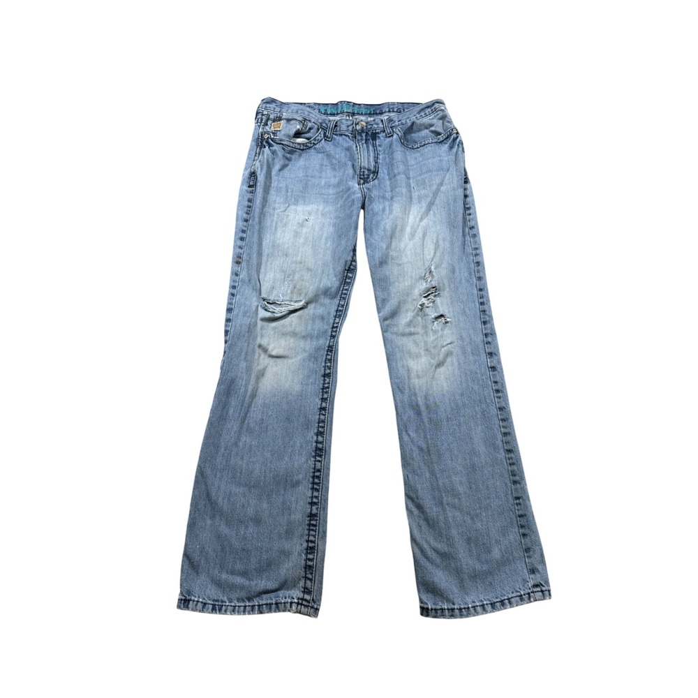 Cinch Grant Jeans 36x32 Light Wash Distressed Relaxed Bootcut Western Rodeo